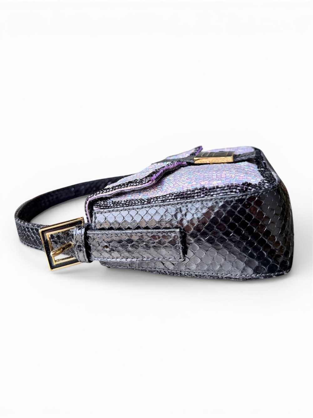 Vintage Fendi Iridescent Lilac Beaded Python Baguette - Picture 6 of 10